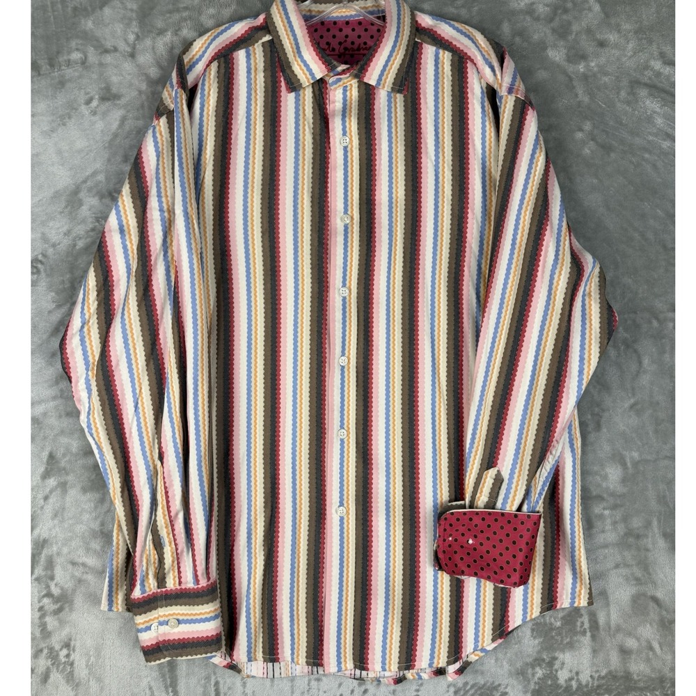 Robert Graham Mens XL Multi Color Stripe Button Down Shirt